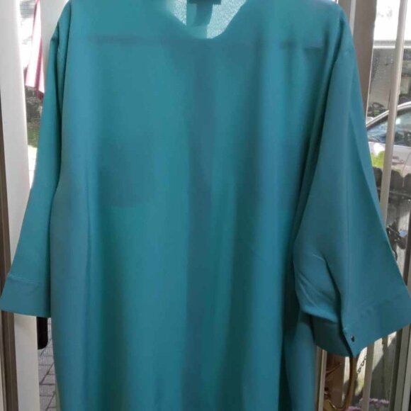 Maggie Barnes Wm's plus SZ 3X (26 /28) Teal Snap button down blouse - Picture 2 of 5